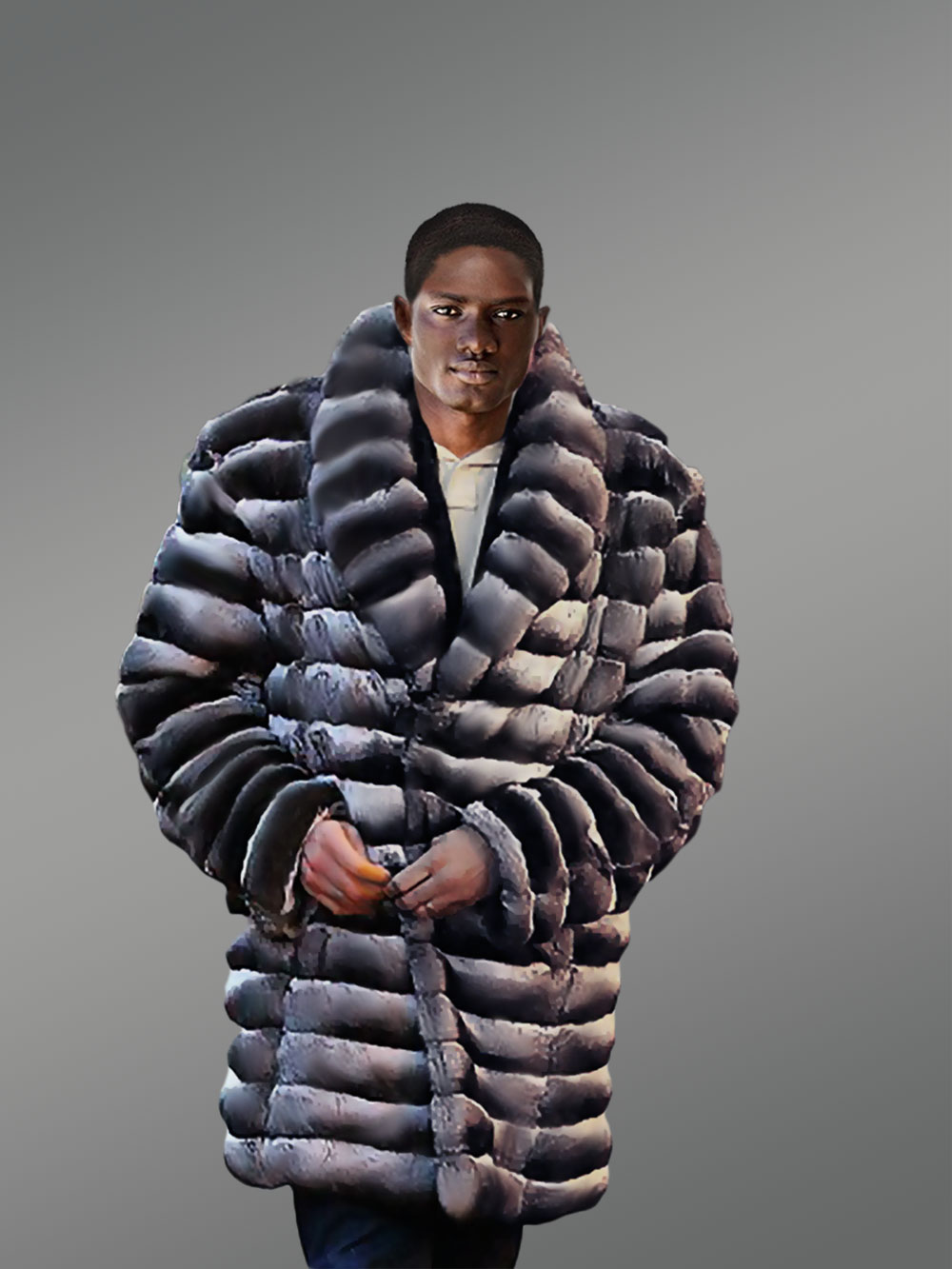 Men’s Long Chinchilla Coat