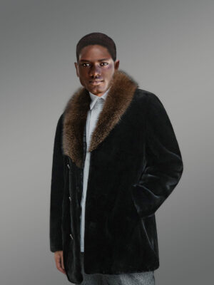 Full Skin Mink Fur Coat For Men With Striking Collar And Lapel