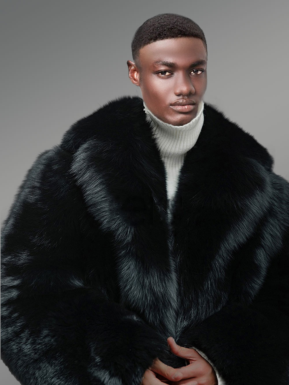 Mens Black Fox Fur Coat for a Bold & Classy Look