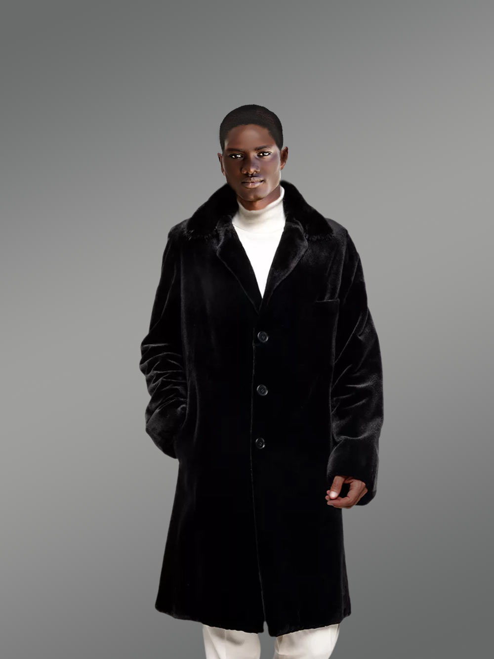 Sheared Mink Fur Coat for Men