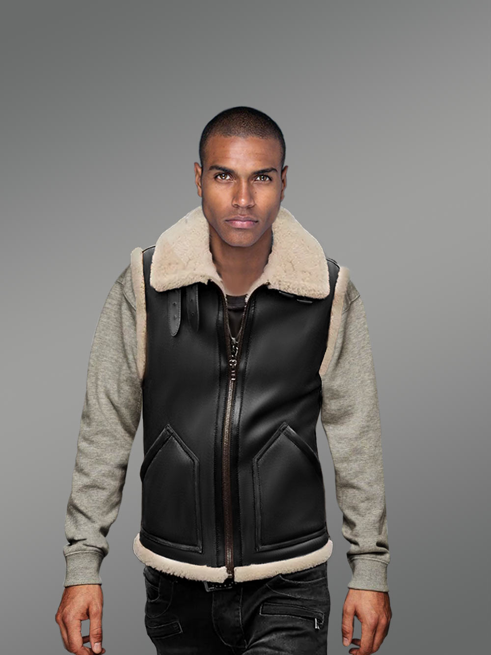 Sleeveless Black Shearling Jackets