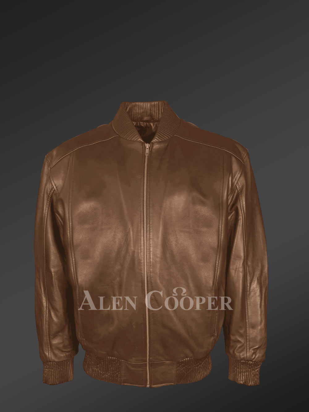 Stylish Bomber Brown Real Leather Jacket for Men