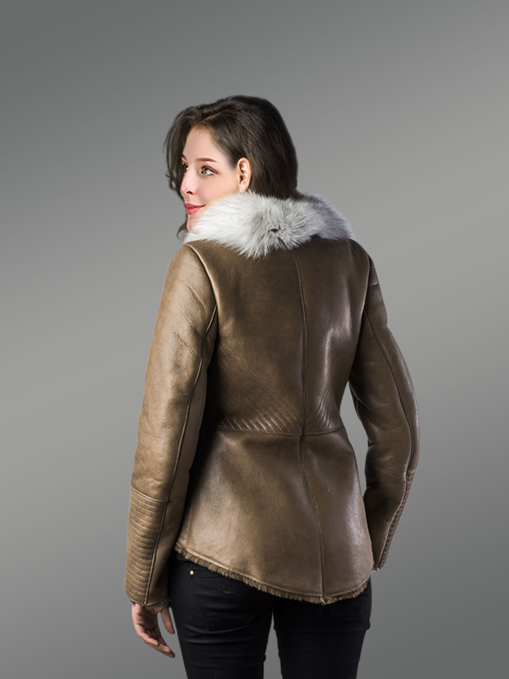 Alabama Brown Shearling with Fox Trims