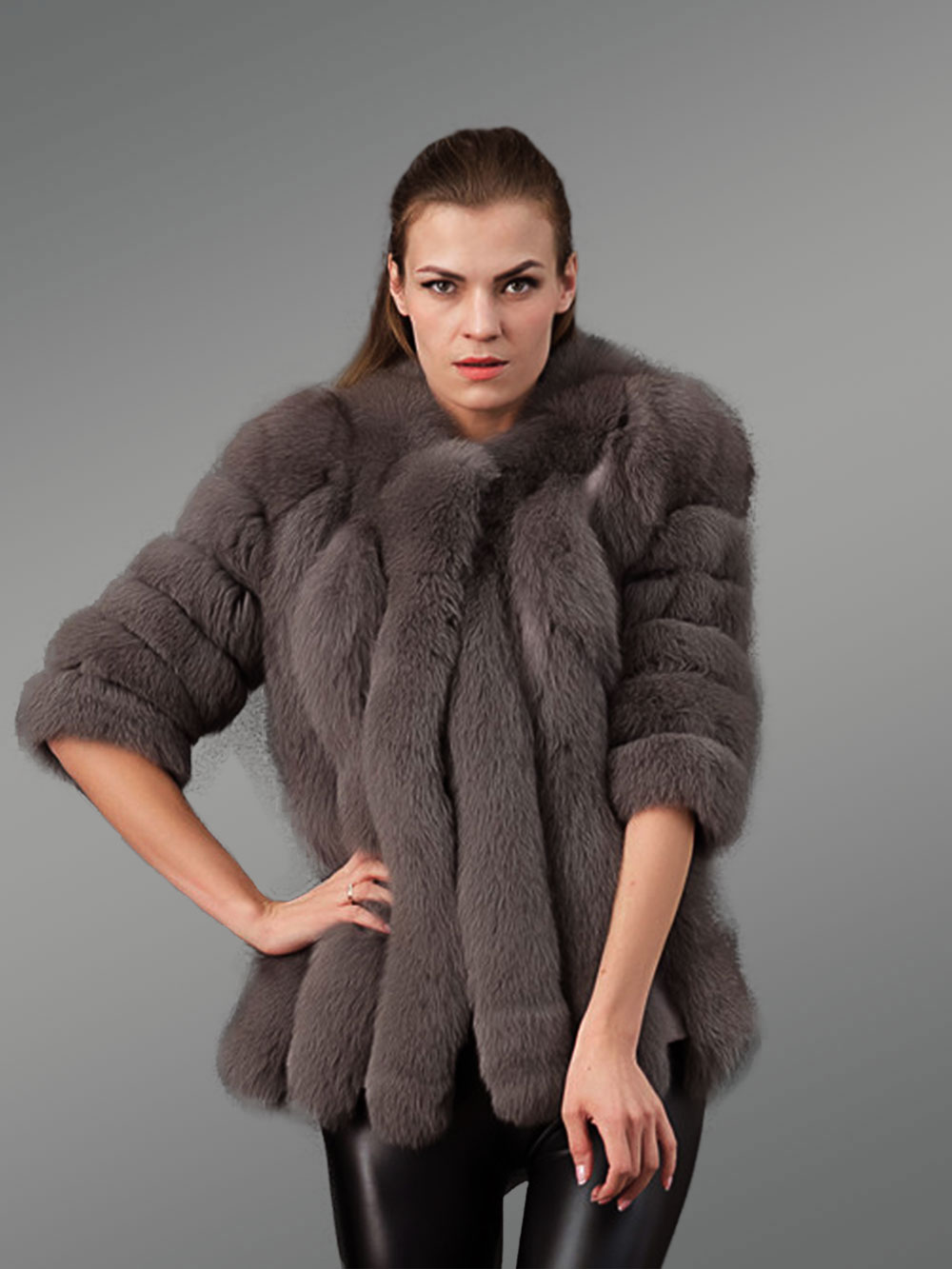 Cedar Brown Fox Fur Coat For Women