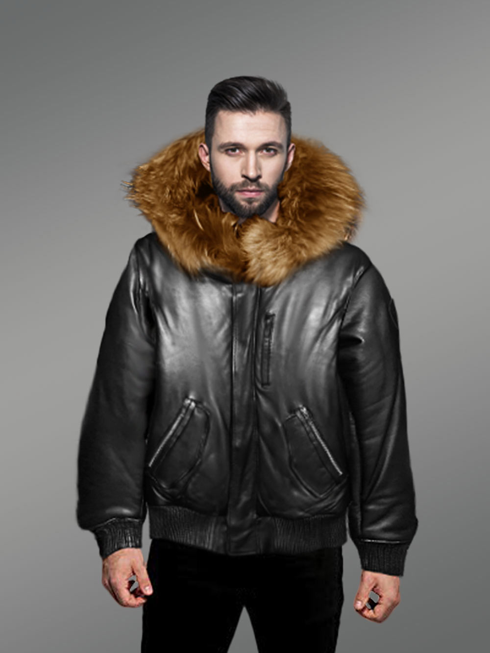 Mens-Puffy-Bomber-with-Original-Fur-Hood