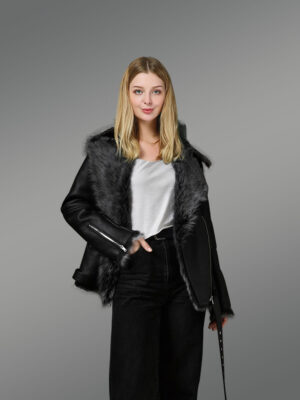 Toscana Shearling Jacket for Women in Black