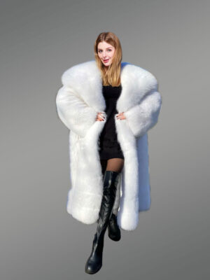 Luxury White Fox Fur Full Coat for Women