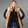 Mid-length straight real fox fur warm winter coat