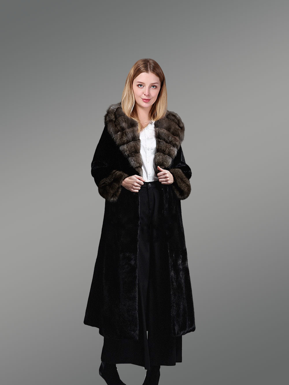 Russian sable fur half sleeve coats