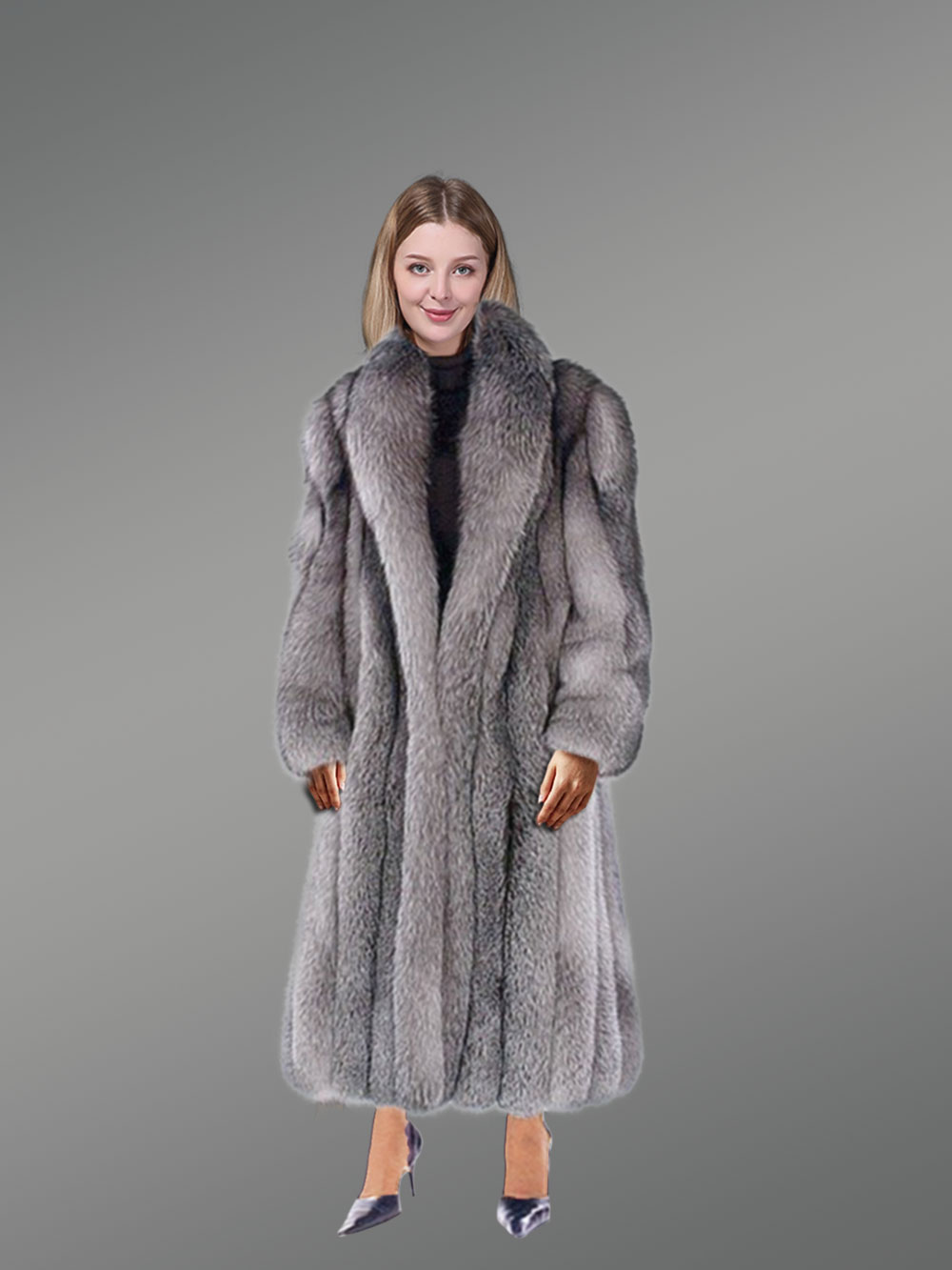 Womens Long Fox Fur Coat