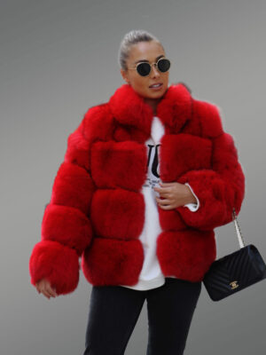 real fox fur 5 rows paragraph coat