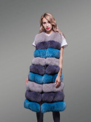 real fox fur multi color paragraph winter vest for women