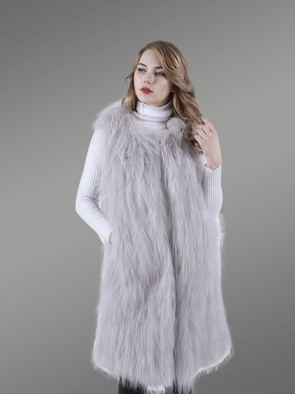 stylish raccoon fur winter outerwear