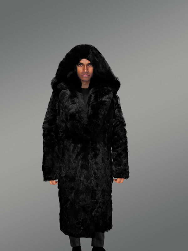 Full Length Authentic Rabbit Fur Coat for Men - Image 5