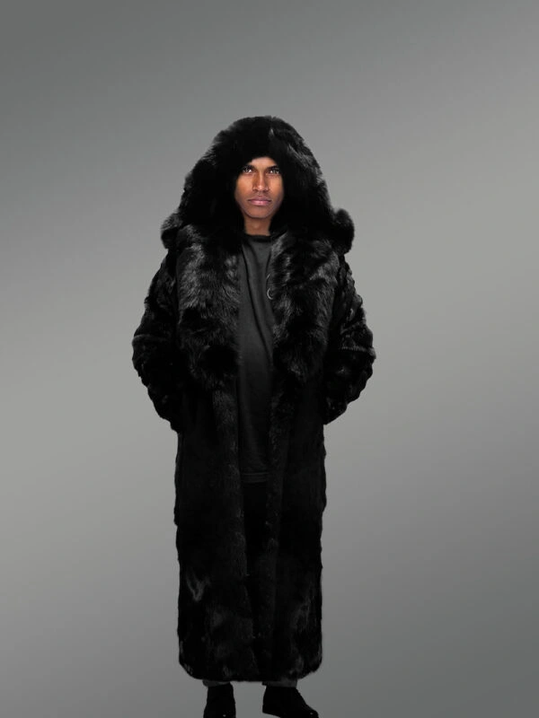 Full Length Authentic Rabbit Fur Coat for Men - Image 2