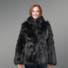 Womens Black Raccoon Coat