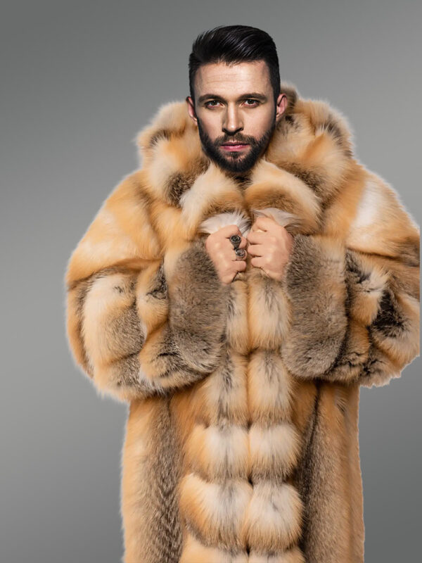 Red Fox Fur Tuxedo Coat Flaunting a Flamboyant Look for Men - Image 7