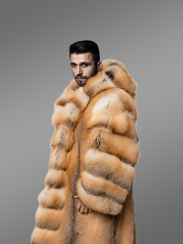 Red Fox Fur Tuxedo Coat Flaunting a Flamboyant Look for Men - Image 4