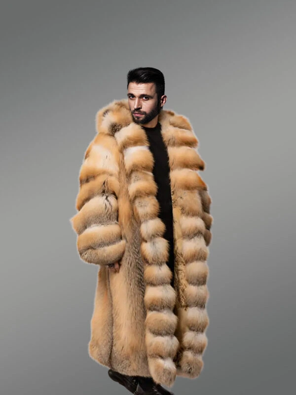 Red Fox Fur Tuxedo Coat Flaunting a Flamboyant Look for Men - Image 3