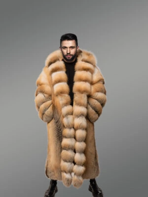 Men’s Red Fox Fur Long Tuxedo Coat (7)