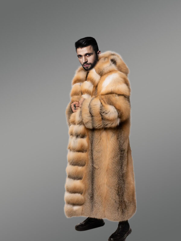 Red Fox Fur Tuxedo Coat Flaunting a Flamboyant Look for Men - Image 5