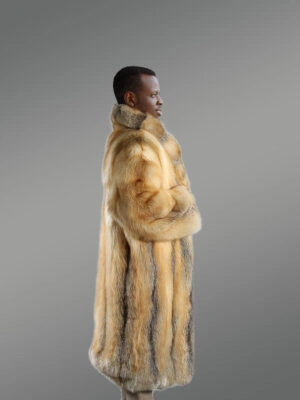 Mens Fox Fur Trench Coat