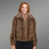 Mink Fur Bomber Jacket with Belt for Women