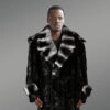 mens stylish black mink coat