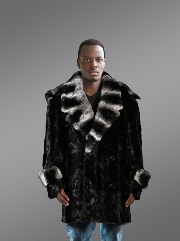 mens stylish black mink coat