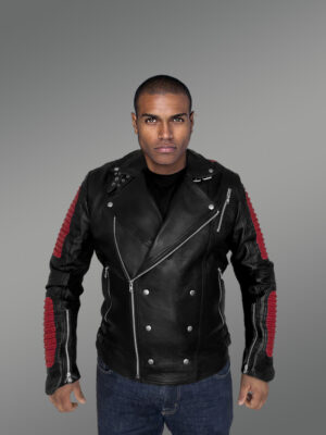 Men’s Dual Color Leather Jacket with a Majestic Warm Feel