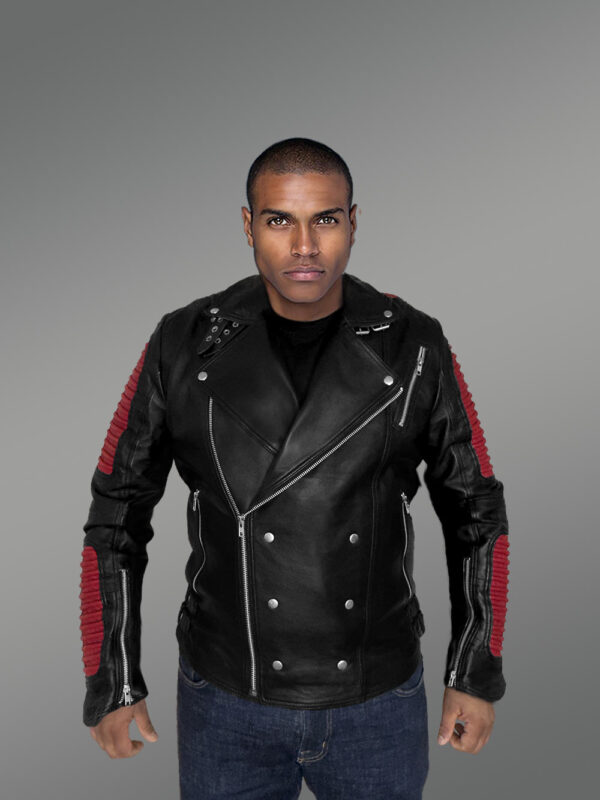 Men’s Dual Color Leather Jacket with a Majestic Warm Feel