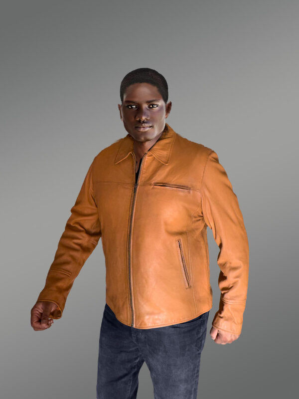 Men’s Tan Leather Dean Jacket (1)