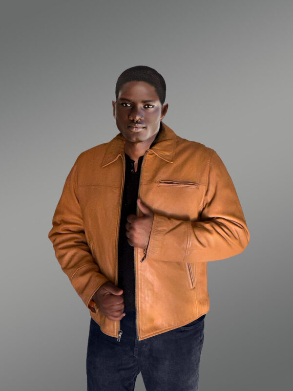 Men’s Tan Leather Dean Jacket (1)