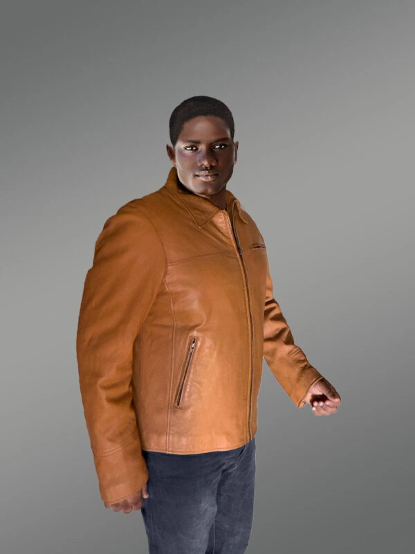 Men’s Tan Leather Dean Jacket (1)