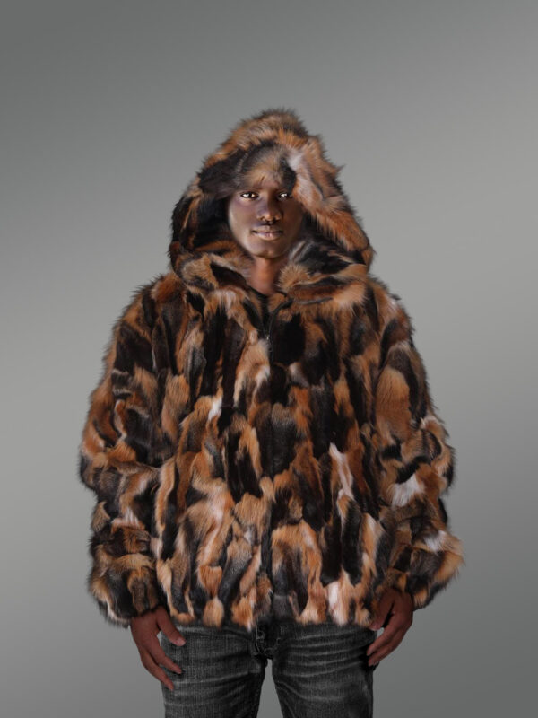 Multi Color Fox Fur Bomber Jacket – A Trendsetting Warm Garb - Image 3