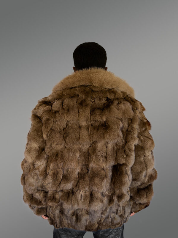 Mens Bomber In Fox Fur with Stylized Fur Sections for Cozy Wear - Image 2