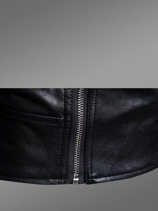 Leather Biker Jacket with Quilt Details on Sleeves Exudes Rugged Charm - Image 3