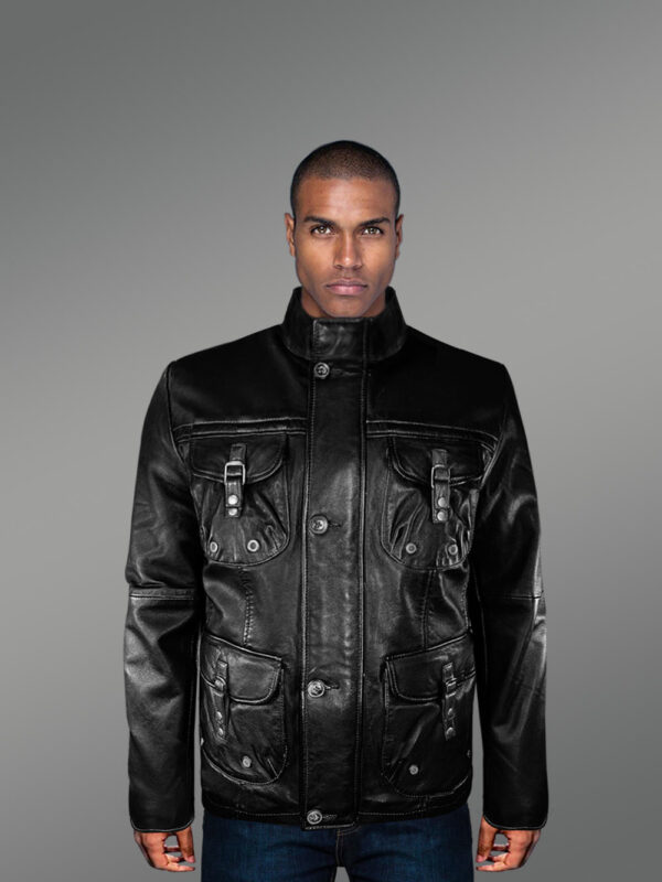 Mens Black Lambskin Leather Parka to Make a Bold Style Statement