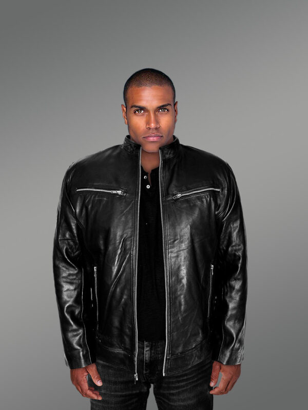 Men’s Leather Jacket with Zipper Accents – An Absolute Thermal Outerwear