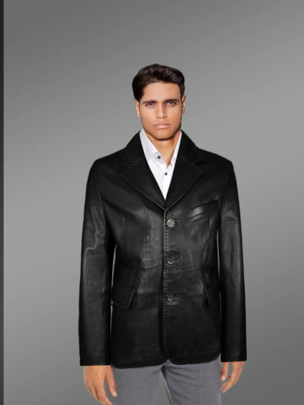 Black Leather Dress Jacket for Men – Formal Outfit for Dazzling Appearance