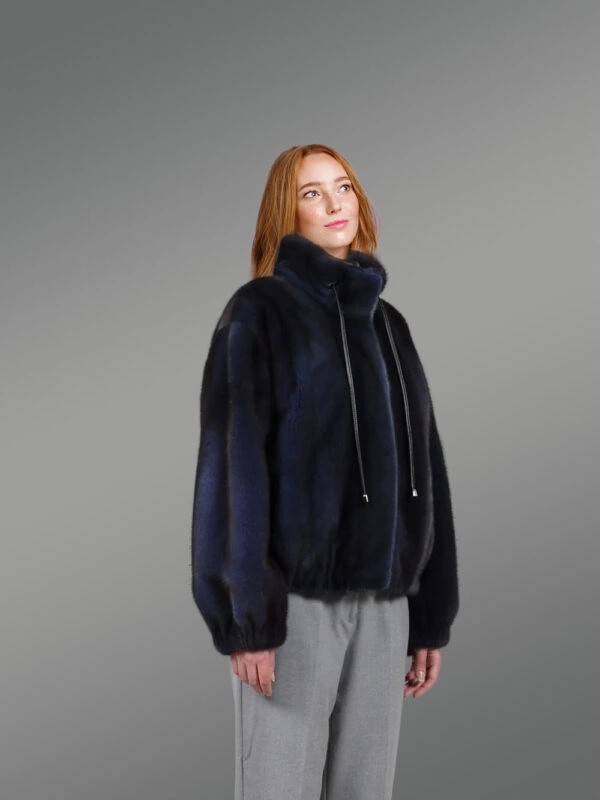 Blue Mink Bomber with Turtleneck Collar – Exceptional Warmth & Great Looks - Image 7