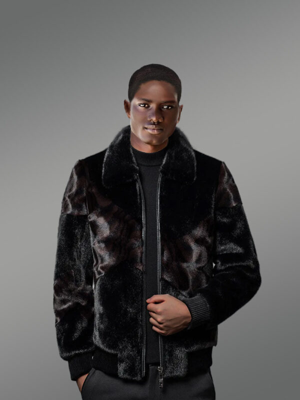 Reversible Mink Fur Bomber Jacket with an Elegant Outlook for Men - Image 4