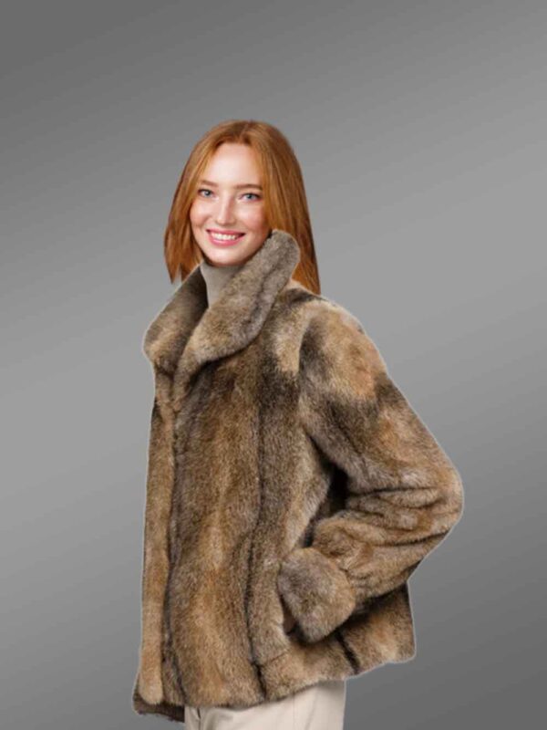 Women’s Dressy Hare Fur Coat - Image 5