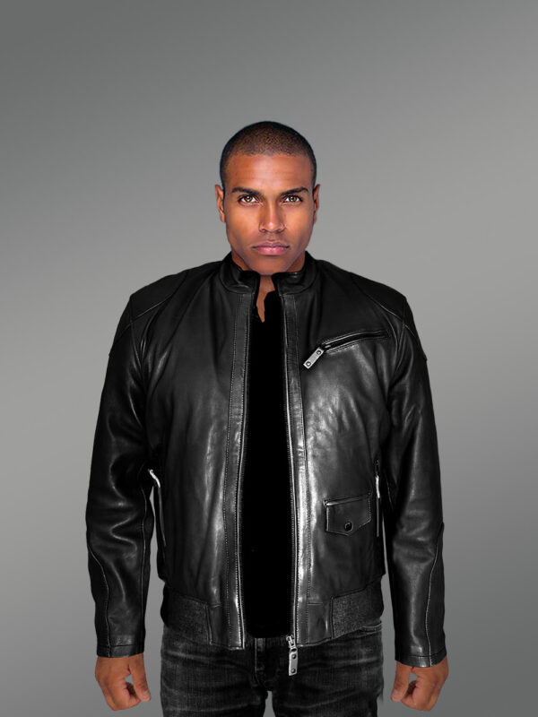 Mens Trendy Leather Bomber Jacket –Exuding a Dapper Look - Image 3