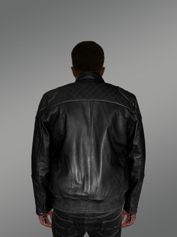 Mens Trendy Leather Bomber Jacket –Exuding a Dapper Look - Image 5