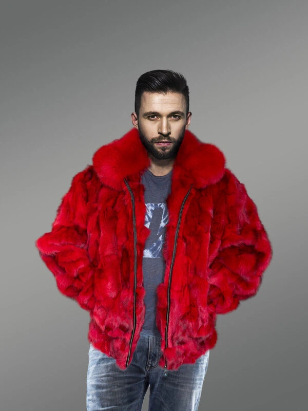 Fox Fur Bomber Jacket for Men - Image 3