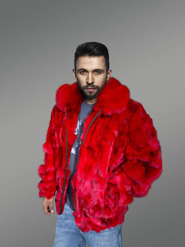 Fox Fur Bomber Jacket for Men - Image 4