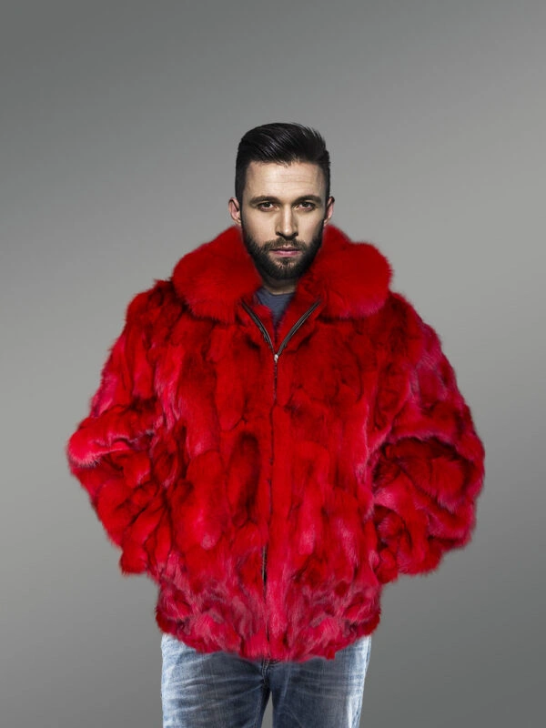 Fox Fur Bomber Jacket for Men - Image 7