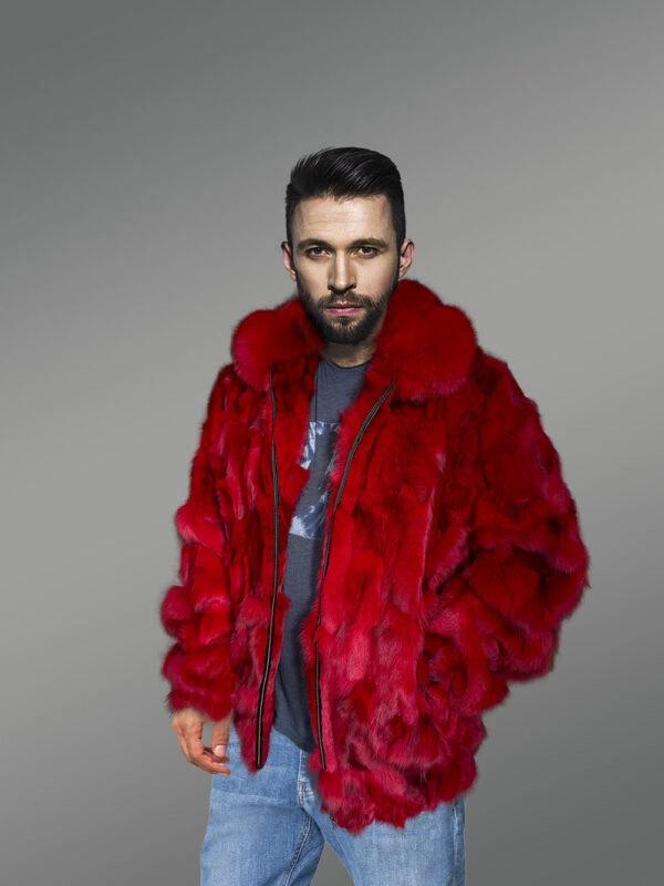 Fox Fur Bomber Jacket for Men - Image 8