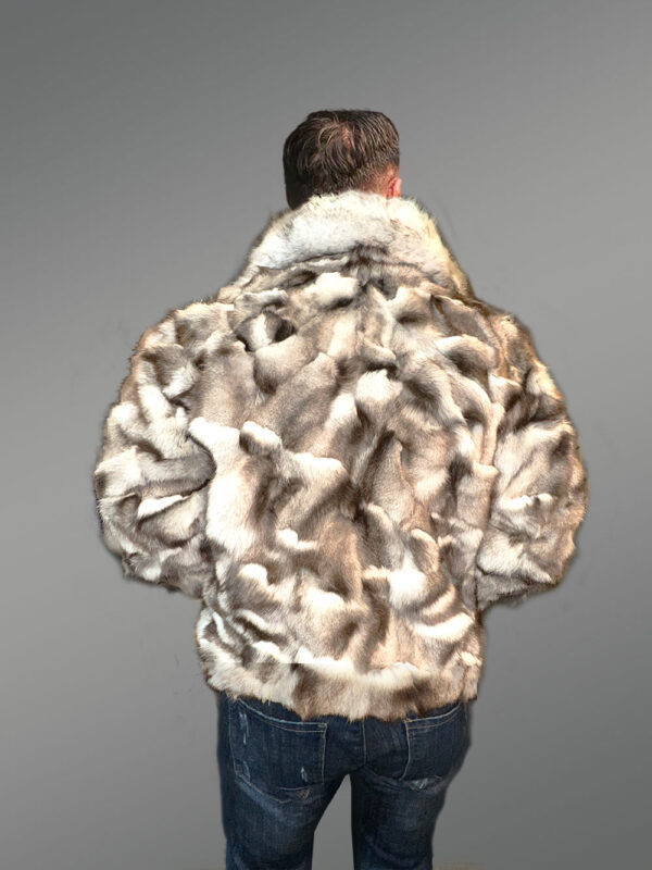 Mens Bomber In Fox Fur with Stylized Fur Sections for Cozy Wear - Image 4